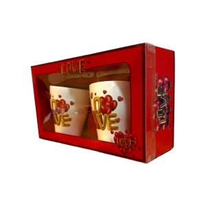 YLZ HK-1803 SERAMİK KAŞIKLI 2Lİ KUPA