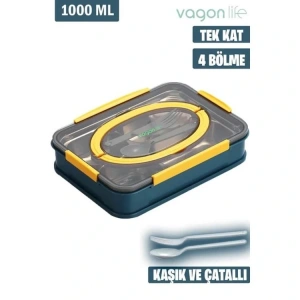 VAGONLİFE PASLANMAZ ÇELİK BÖLMELİ YEMEK KABI - LUNCH BOX  BL2201 1000 ML  MAVİ