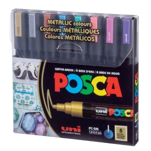 UNİ POSCA SU BAZLI MARKER METALİK RENKLER PC-5M 1.8-2.5 8Lİ SET