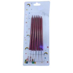 PARTY MARTY NEDİ-LW-03 İNCE UZUN KIRMIZI PASTA MUMUM 11cm 6LI