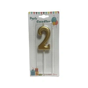 PARTY MARTY NEDİ-M155G-2  PASTA-DOĞUM GÜNÜ MUMU ÇUBUKLU RAKAM 2 - ALTIN SERİ