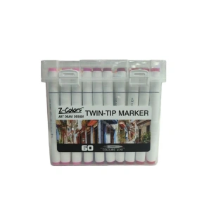 TMN 593078 Z-COLORS ART DRAW DESING ÇİFT UÇLU MARKER SAPLI PVC KUTU 60 RENK
