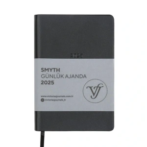 VICTORIAS JOURNALS 124-1471 14X20,5  SMYTH GÜMÜŞ YALDIZ KENARLI GÜNLÜK AJANDA A5 - SİYAH