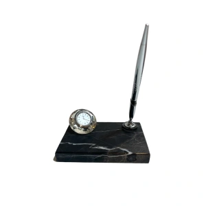 SADE HEDİYELİK MERMER MASA SETİ - SAATLİ /KRİSTAL KALEMLİ NO:213