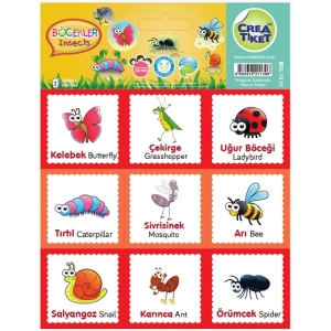 CREA ETİKET  - İNGİLİZCE TÜRKÇE KUŞLAR & BÖCEKLER 1139