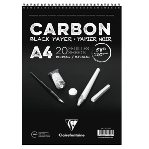 ESMO CR 97518 CLAIREFONTAINE CARBON BLACK A4 ÜSTTEN SPİRALLİ SİYAH ÇOK AMAÇLI ÇİZİM BLOK 120gr 20yp