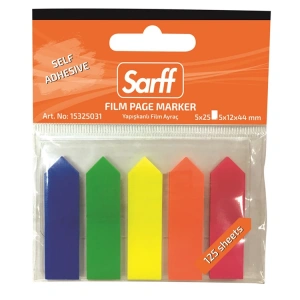 SARFF 5x12x44mm FOSFORLU 5 RENK 25YP . YAPIŞKANLI OK FİLM AYRAÇ