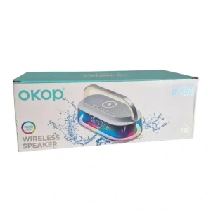 FANIX KP-575 OKOP RGB LIGHT WIRELESS SPEAKER SAAT-ŞARJ İSTASYONU MASAÜSTÜ HOPARLÖR YATAY GÜMÜŞ