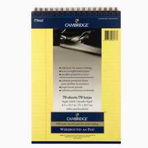 MEAD CAMBRIDGE SPİRALLİ BLOKNOT A4 70 YP.ÇİZGİLİ SARI