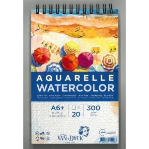 VAN DYCK VD10009 SULUBOYA BLOK 11x17cm  A6+  300GR 20 YP SPİRALLİ RESİM DEFTERİ