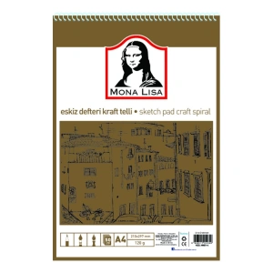 MONA LISA MN01-4 ESKİZ DEFTERİ KRAFT TELLİ A4 120G 50 YP