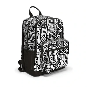CORAL HIGH 23682 KIDS SİYAH BEYAZ GEOMETRİK DESENLİ DÖRT BÖLMELİ SIRT ÇANTASI