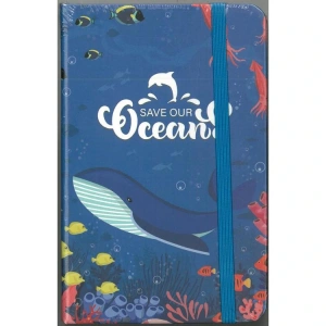 SÜDOR BN22-7 SERT KAPAK LASTİKLİ LÜKS  A6 ÇİZGİLİ 96 YP. NOT DEFTERİ OKYANUS - TEKLİ