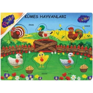 PLAYWOOD ONY-191-192-193 TUTMALI KÜMES HAYVANLARI EŞLEŞTİRMELİ PUZZLE