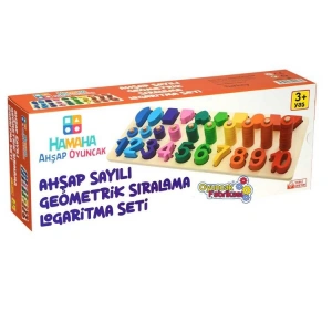 HAMAHA OYUNCAK - AHŞAP SAYILI GEOMETRİK SIRALAMA LOGARİTMA SETİ KUTULU