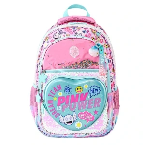 MUGGLE MU-5771 PINK POWER PULLU KALP DETAYLI 4 GÖZLÜ SIRT ÇANTASI PEMBE