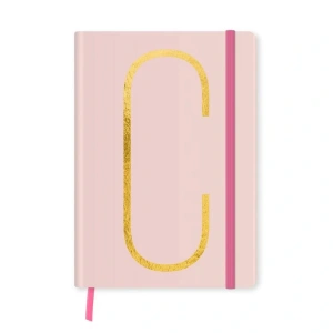 DEFFTER FABOOKS MONOGRAM HARF BASKILI LASTİKLİ SERT KAPAK ÇİZGİLİ DEFTER 168 SYF - C