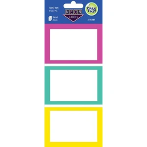 CREA ETİKET- 1207 73x47mm NEON KARIŞIK RENKLİ ETİKET 3YP. 3LÜ