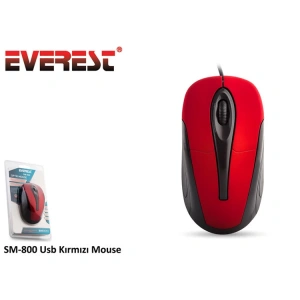 EVEREST SM-800 USB KABLOLU OPTİK MOUSE SİYAH/KIRMIZI