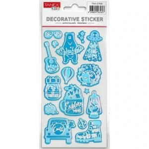 TANEX KIDS TNX-27106 DEKORATİF ETİKETLER - PUFFY PARLAK UZAYLI AYI VE FİGÜR SERİSİ STICKER