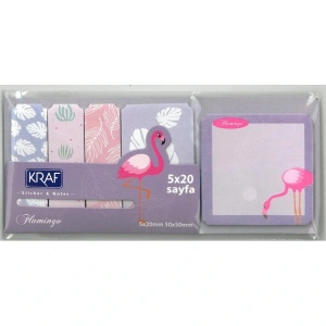 KRAF 2217FL FLAMINGO YAPIŞKANLI NOT KAĞIDI 1 SET  5 x20/ 100 YP.