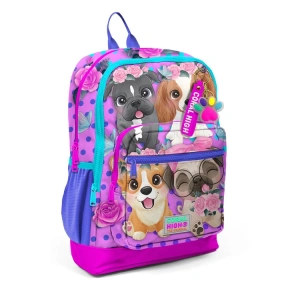 CORAL HIGH 23750 KIDS PEMBE KÖPEK DESENLİ DÖRT BÖLMELİ SIRT ÇANTASI