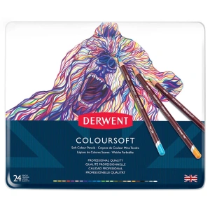 DERWENT COLOURSOFT - KURUBOYA KALEM SETİ 24 RENK TENEKE KUTU