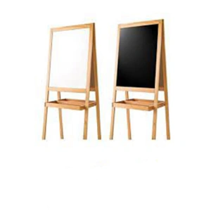 AKYAZI 45x55 AHŞAP AYAKLI ÜÇGEN RAFLI EKO. BEYAZ-SİYAH YAZI TAHTASI