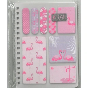 KRAF 2220FL FLAMINGO A6 SPİRALLİ BLOKNOT ÇİZGİLİ + YAPIŞKANLI NOT KAĞIDI 1 SET