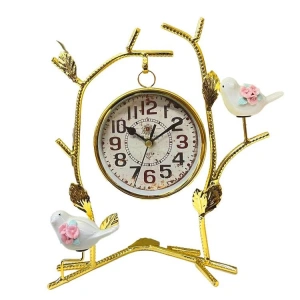 YLZ T1805 BİBLO METAL DALDA KUŞLAR MASA SAATİ