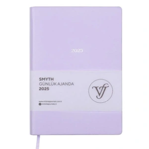 VICTORIAS JOURNALS 124-1477 14X20,5  SMYTH GÜMÜŞ YALDIZ KENARLI GÜNLÜK AJANDA A5 - LİLA