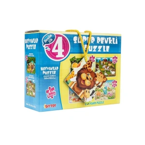 DİYTOY 1481 SÜPER RENKLİ  PUZZLE/YAPBOZ HAYVANLAR KUTULU 4LÜ
