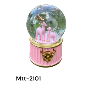 MOTTO MTT-2101 PİLLİ IŞIKLI MÜZİKLİ ÜFLEMELİ KAR KÜRESİ BÜYÜK BOY -  PINK DEERS