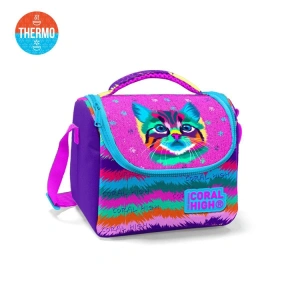 CORAL HIGH 11859 KİDS MOR PEMBE KEDİ DESENLİ THERMO BESLENME ÇANTASI