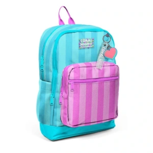 CORAL HIGH 23771 KIDS TURKUAZ PEMBE ÇİZGİLİ DÖRT BÖLMELİ SIRT ÇANTASI