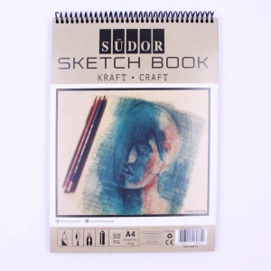 SÜDOR MN22-4 SPİRALLİ KRAFT ESKİZ DEFTERİ A4 115gr. 50yp.