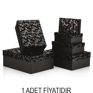 GIPTA CAMOUFLAGE DİKDÖRTGEN HEDİYE KUTUSU SİYAH BX8240 E 230x315x125mm