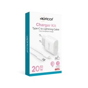 APRICOT APC-PD20L 20W 3.0A TYPE-C TO LIGHTNING  EV ŞARJ ADAPTÖRÜ SETİ BEYAZ