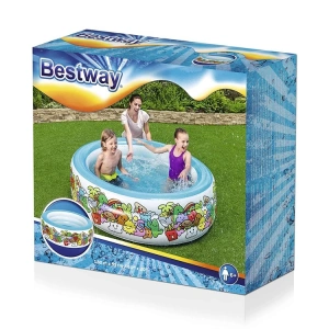 BESTWAY BW51121 ŞİŞME TABAN 3 HALKALI YUVARLAK JUMBO DESENLİ ÇOCUK HAVUZU 152x51cm KUTULU