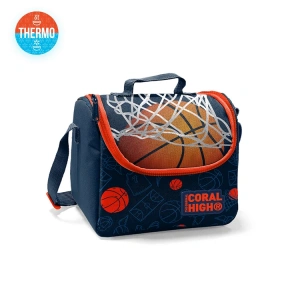 CORAL HIGH 22765 KİDS LACİVERT TURUNCU BASKETBOL DESENLİ THERMO BESLENME ÇANTASI