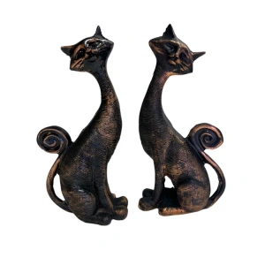 KEMBS HEDİYELİK  BİBLO DEKORATİF BRONZ KEDİ 2Lİ 622