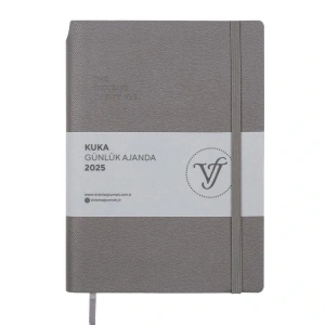 VICTORIAS JOURNALS 124-1467 14X20,5  KUKA GÜNLÜK AJANDA A5 - GRİ