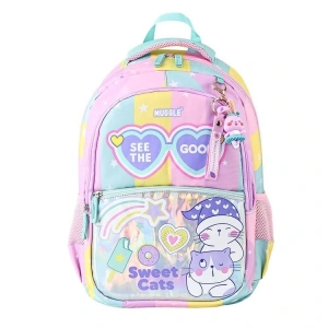 MUGGLE MU-5735 SWEET CATS HOLOGRAM 3 GÖZLÜ SIRT ÇANTASI SU YEŞİLİ