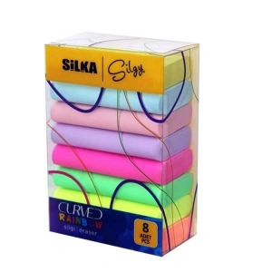 SİLKA CURVED RAİNBOW 8li PAKET SİLGİ NEON/PASTEL RENKLER SG.51