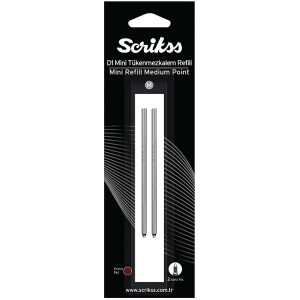 SCRIKSS D1 TÜKENMEZ KALEM MEDIUM KISA REFİL KIRMIZI 2Lİ BLISTER