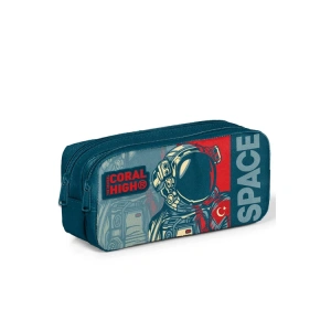 CORAL HIGH 22187 KIDS ÇİVİT KIRMIZI ASTRONOT DESENLİ İKİ BÖLMELİ KALEM ÇANTASI