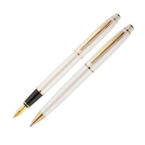 SCRIKSS 35 DOLMAKALEM+TÜKENMEZ KALEM BEYAZ ALTIN TAKIM