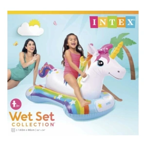 İNTEX WET SET 57552NP ŞİŞİRİLEBİLİR UNİCORN SİHİRLİ BİNİCİ- TUTMAÇLI  163x86cm