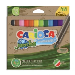 CARIOCA 43101 ECO FAMILY YIKANABİLİR JUMBO BOY KEÇELİ BOYA KALEMİ 12Lİ