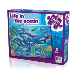 KS GAMES JP31013 LIFE IN THE OCEAN 68x48cm JUMBO YAPBOZ/PUZZLE 50 PARÇA  5YAŞ